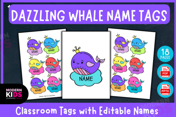 Download Dazzling Whale Name Tags Editable PPTX - Premium Resources